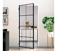 Rantry Mobile Porta Interna Nera 93x201,5cm Vetro Temperato Alluminio Sottile, Porta Ingresso, Portoncino Ingresso Esterno per Esterni, Giardino, Terrazza