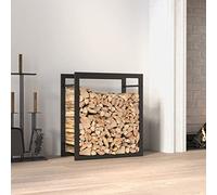 Rantry Mobile Portalegna Nero Opaco 50x28x56 cm in Acciaio, Portalegna da Ardere, Portalegna da Interno, Porta Legna per Camino, Legnaia da Interno, Camino da Esterno Impilabile Stufa Ripiano Legno