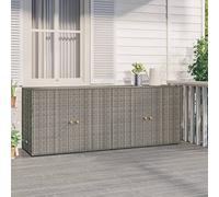 Rantry Mobile Portaoggetti da Giardino Grigio 198x55,5x80cm Polyrattan, Armadietto Armadio Ripostio, Ripiani per Armadio Armadietto Interno, Mobili da Giardino,Portascope per Bagno Interno Casa