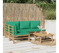 Rantry Mobile Set Salotto da Giardino 5pz con Cuscini Verdi bambù, Lettini Prendisole, Divano Letto Mobili, Lettini da Giardino, Lettino da Piscina Esterno Piscina
