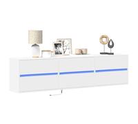 Rantry Mobile TV a Parete con LED Bianco 180x31x45 cm, Tavolino per TV,Mobile Porta TV Soggiorno,Mobiletto Basso per TV da Salotto Industriale Supporto TV