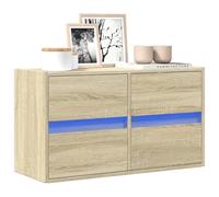 Rantry Mobile TV a Parete con Luci LED Rovere Sonoma 80x31x45 cm, Tavolino per TV，Mobile Porta TV Soggiorno，Mobiletto Basso per TV da Salotto Industriale Supporto TV