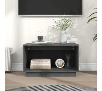 Rantry Mobile TV grigio 60 x 35 x 35 cm in legno massello di pino, mobile per centro intrattenimento, supporto TV, mobile stereo per TV, mobile per soggiorno, casa, interni, cassettiera