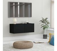 Rantry Mobile TV Nero 80x30x30 cm in Truciolato, Mobile Porta TV, Mobiletto Basso per TV Tavolino da Salotto Supporto TV per Soggiorno
