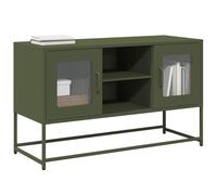 Rantry Mobile TV Verde Oliva 100,5x39x60,5 cm in Acciaio, Mobile Porta TV Mobiletto Basso per TV per Tavolino da Salotto Industriale Supporto TV Soggiorno