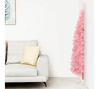 Rantry Mobili Albero Natale Artificiale Sottile a metà e Supporto Rosa 180 cm, Decorazioni Natalizie, Albero di Natale, Natale Artificiale Sottile Supporto