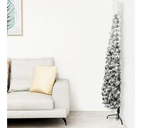 Rantry Mobili Albero Natale Artificiale Sottile a metà Neve Fioccata 210 cm, Decorazioni Natalizie, Albero di Natale, Natale Artificiale Sottile Supporto