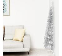 Rantry Mobili Albero Natale Artificiale Sottile a metà Supporto Argento 180cm, Decorazioni Natalizie, Albero di Natale, Natale Artificiale Sottile Supporto