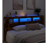 Rantry Mobili Testiera LED Rovere Fumo 220x18,5x103,5 cm Legno Multistrato, Testiera Letto, Testiera del Letto Matrimoniale, Schienale per Letto E Divano