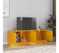 Rantry Mobili TV 2 pz Giallo Senape 67x39x44 cm in Acciaio Mobili, Tavolino per TV,Mobile Porta TV Soggiorno,Mobiletto Basso per TV da Salotto Industriale Supporto TV h1