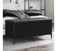 Rantry Panca Portaoggetti Nera 102x42x45 cm in Legno Multistrato, Panca Panchina da Balcone, Resistente Panchina per Giardino Balcone Terrazza & Giardino c