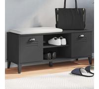 Rantry Panca Portascarpe VIKEN Nera 106x35x45 cm Legno Massello Pino, Decor da Mobili Scaffale Portascarpe Organizzatore per Scarpe Stoccaggio Salva Spazio per Corridoio