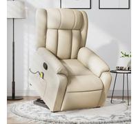 Rantry Poltrona Alzapersona Massaggiante Reclinabile Crema in Tessuto,Mobile Poltrona Reclinabile Relax Massaggiante Sedia da Massaggio Intelligente Poltrona Relax Tutto Il Corpo e