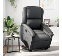 Rantry Poltrona Alzapersona Reclinabile Elettrica Nera in Vera Pelle,Mobile Sedia da Massaggio Poltrona Relax Tutto Il Corpo, Poltrona Massaggiante Poltrona Reclinabile Relax