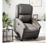 Rantry Poltrona Alzapersona Reclinabile Grigia in Vera Pelle,Mobile Sedia da Massaggio Poltrona Relax Tutto Il Corpo, Poltrona Massaggiante Poltrona Reclinabile Relax