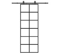 Rantry Porta Scorrevole in Vetro ESG con Design Salvaspazio, Colore Trasparente e Nero, Dimensioni 76 x 205 cm, Ideale per Camera da Letto, Cucina, Garage