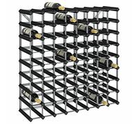Rantry Portavini da 72 Bottiglie Nero in Legno Massello di Pino, Portabottiglie Vino, Cantinetta Vino, Decorazione per la Casa Porta Bottiglie di Vino, Mobiletto Portavini