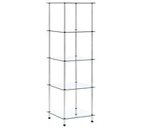 Rantry Scaffale a 5 Livelli Trasparente 40x40x130cm in Vetro Temperato, Armadietto Libreria Vetrina Libreria Verticale Salvaspazio Libreria Scaffale per Soggiorno Ufficio Mobili da Interni/Esterni