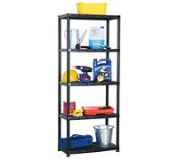 Rantry Scaffale a 5 Ripiani Nero 71x38x170 cm in Plastica, Scaffale Scaffali Mensole Immagazzinamento per Garage, Scaffali per Garage, Scaffalatur, Scaffali per Cantina Robusti
