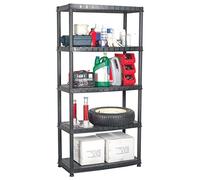 Rantry Scaffale a 5 Ripiani Nero 85x40x185 cm in Plastica, Scaffale Scaffali Mensole Immagazzinamento per Garage, Scaffali per Garage, Scaffalatur, Scaffali per Cantina Robusti