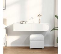 Rantry Scaffale a Parete con Cassetti Bianco 100x36x19cm in Truciolato, Mensola da Muro, Mensole da Parete, Scaffale da Parete Appendere Ripiano per Ingresso Ripiano Mobili