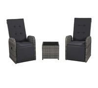 Rantry Set da Bistrot 3 pz con Cuscini in Polyrattan Grigio, Set da Pranzo da Giardino, Arredo Seggiole Giardino, Set Tavolo e Sedie da Giardino Esterno, Set Mobili Giardino Decor Mobili Camera