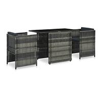 Rantry Set da Bistrot 3 pz con Cuscini in Polyrattan Grigio, Set da Pranzo da Giardino, Arredo Seggiole Giardino, Set Mobili Giardino, Set Tavolo e Sedie Esterno Decorazione da Mobili Camera
