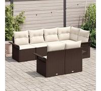 Rantry Set da Giardino 7 Pezzi con Cuscini in Rattan Polimerico Marrone