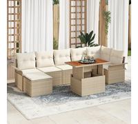 Rantry Set da Giardino Modulare in Rattan Naturale - 5 Pezzi, Beige, Ideale per Esterni, Con Cuscini Removibili