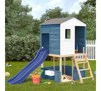 Rantry Set da Gioco da Esterno in Legno Massello di Abete Bianco e Blu, Mobili da Giardino, Tavolo e Sedie da Giardino Esterno Set, Set da Pranzo da Giardino Set