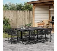 Rantry Set da Pranzo da Giardino 11 pz in Polyrattan Nero,Arredo,Mobili da Giardino, Tavolo e Sedie da Giardino Esterno Set n