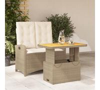 Rantry Set da Pranzo da Giardino 2 pz con Cuscini Beige in Polyrattan, Mobili da Giardino, Decorazione da Giardino, Tavolo e Sedie da Giardino Esterno Set, Set da Pranzo da Giardino Set y