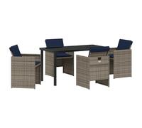 Rantry Set da Pranzo da Giardino 5 Pezzi con Cuscini Polyrattan Grigio