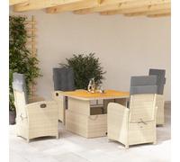 Rantry Set da Pranzo da Giardino 5 pz con Cuscini Beige in Polyrattan, Tavolo e Sedie da Giardino Esterno Set, Mobili da Giardino, Decorazione da Giardino,Set da Pranzo da Giardino Set gh1