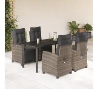 Rantry Set da Pranzo da Giardino 5 pz con Cuscini in Polyrattan Grigio,Mobile Mobili da Giardino, Decorazione da Giardino, Tavolo e Sedie da Giardino Esterno Set, Set da Pranzo da Giardino Set ra