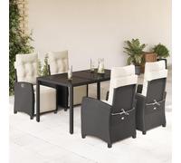 Rantry Set da Pranzo da Giardino 5 pz Nero con Cuscini in Polyrattan,Mobile Mobili da Giardino, Decorazione da Giardino, Tavolo e Sedie da Giardino Esterno Set, Set da Pranzo da Giardino Set RI