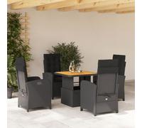 Rantry Set da Pranzo da Giardino 5 pz Nero con Cuscini in Polyrattan Mobili, Tavolo e Sedie da Giardino Esterno Set, Mobili da Giardino, Set da Pranzo da Giardino Set y1