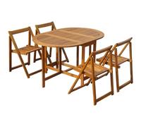 Rantry Set da Pranzo da Giardino 5 pz Pieghevole in Massello di Acacia in Legno per Esterni