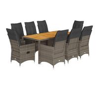 Rantry Set da Pranzo da Giardino in Rattan PE con Schienale Regolabile e Cuscini Lavabili, Grigio, Materiale Resistente agli Agenti Atmosferici, Assemblaggio Richiesto