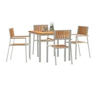 Rantry Set da Pranzo da Giardino in Teak - Tavolo Rettangolare e 4 Sedie, Ideale per Esterni, Finitura Naturale, Basso Manutenzione