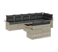 Rantry Set di divani da giardino 9 pezzi con cuscini Grigio Polyrattan