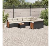 Rantry Set Divani da Giardino 10pz con Cuscini in Polyrattan Nero Mobili, Set Divano Letto Sofà Soggiorno Divanoletto Giardino, Set Divano Moderno Divani per Esterno, Esterno Arredamento HH