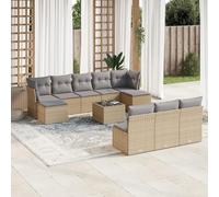 Rantry Set Divani da Giardino 11 pz con Cuscini Beige in Polyrattan,Mobile Set Divano Sofà Soggiorno Divanoletto Giardino, Set Divano Moderno Divani per Esterno, Esterno Arredamento zf