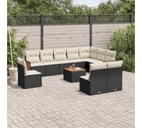 Rantry Set Divani da Giardino 11 pz con Cuscini in Polyrattan Nero,Mobile Set Divano Sofà Soggiorno Divanoletto Giardino, Set Divano Moderno Divani per Esterno, Esterno Arredamento Ex