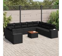 Rantry Set Divani da Giardino 11 pz con Cuscini in Polyrattan Nero, Set Divano Letto Sofà Soggiorno Divanoletto Giardino, Set Divano Moderno Divani per Esterno, Esterno Arredamento Giardino n1