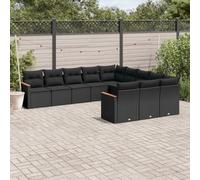 Rantry Set Divani da Giardino 11 pz con Cuscini in Polyrattan Nero, Set Divano Sofà Soggiorno Divanoletto Giardino, Divano Esterno Arredamento， Set Divano Moderno Divani per Esterno, cbb1