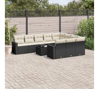 Rantry Set Divani da Giardino 11 pz con Cuscini in Polyrattan Nero, Set Divano Sofà Soggiorno Divanoletto Giardino, Divano Esterno Arredamento， Set Divano Moderno Divani per Esterno, fee4