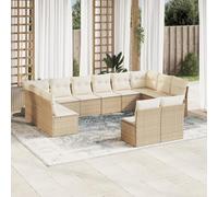Rantry Set Divani da Giardino 12 pz con Cuscini Beige in Polyrattan,Mobile Set Divano Sofà Soggiorno Divanoletto Giardino, Set Divano Moderno Divani per Esterno, Esterno Arredamento PW