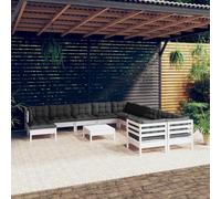 Rantry Set Divani da Giardino 12 pz con Cuscini Legno di Pino Bianco,Mobile Set Divano Sofà Soggiorno Divanoletto Giardino, Set Divano Moderno Divani per Esterno, Esterno Arredamento l