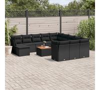 Rantry Set Divani da Giardino 13pz con Cuscini Nero in Polyrattan,Mobile Set Divano Sofà Soggiorno Divanoletto Giardino, Set Divano Moderno Divani per Esterno, Esterno Arredamento n